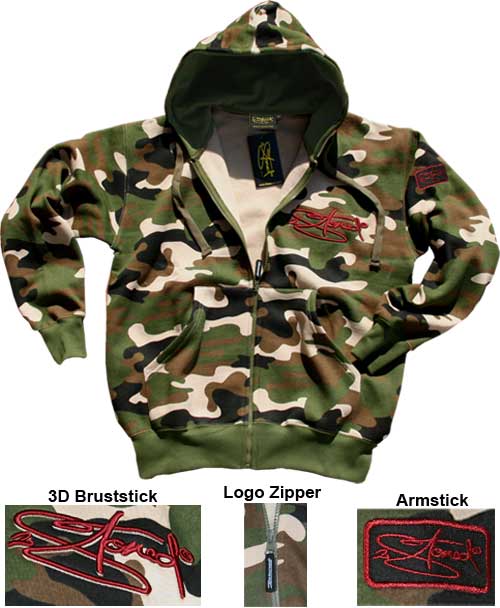 Bild von Kapuzen-Sweatjacke in Tarnfarbe Camouflage von 2stoned