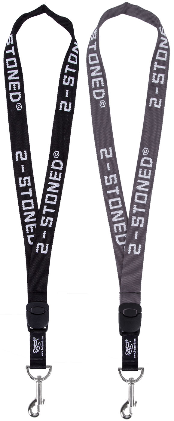 Bild von Schlüsselbänder 2 in 1 Schwarz + Anthrazit von 2stoned Doppelgewebt 2,5cm Breit