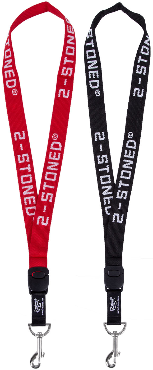 Bild von Schlüsselbänder 2 in 1 Rot + Schwarz von 2stoned Doppelgewebt 2,5cm Breit