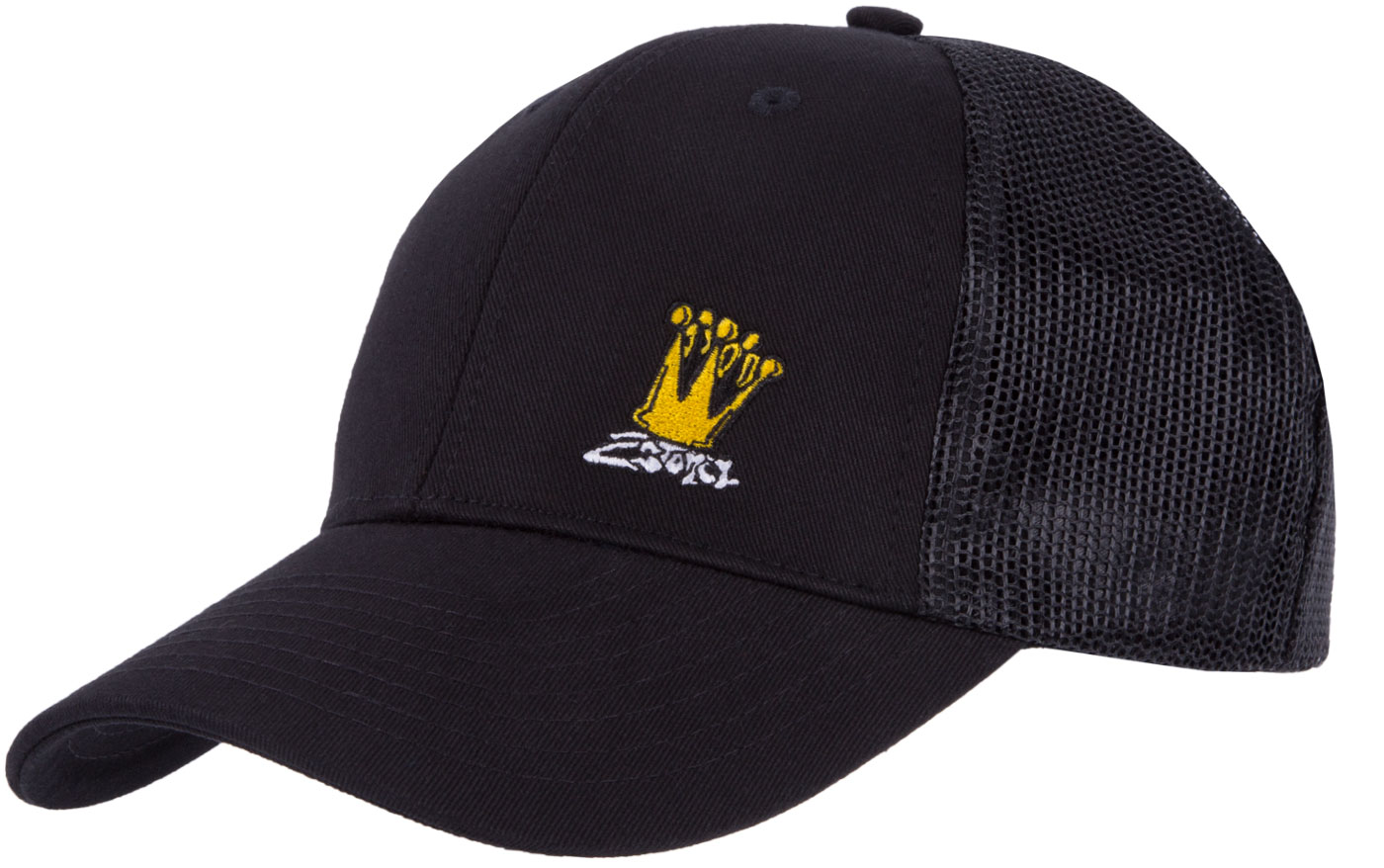 Bild von Retro Trucker Cap mit Stick Crown in Schwarz