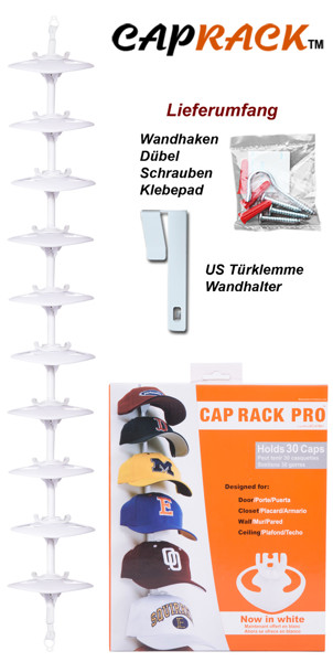 2-Stoned Markenshop. Cap Presenter Cap Rack Pro fuer 30 Basecaps in Weiss