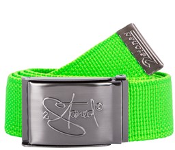 Bild von Breiter Gürtel Stoffgürtel in Neon-Grün von 2stoned Logo geprägt