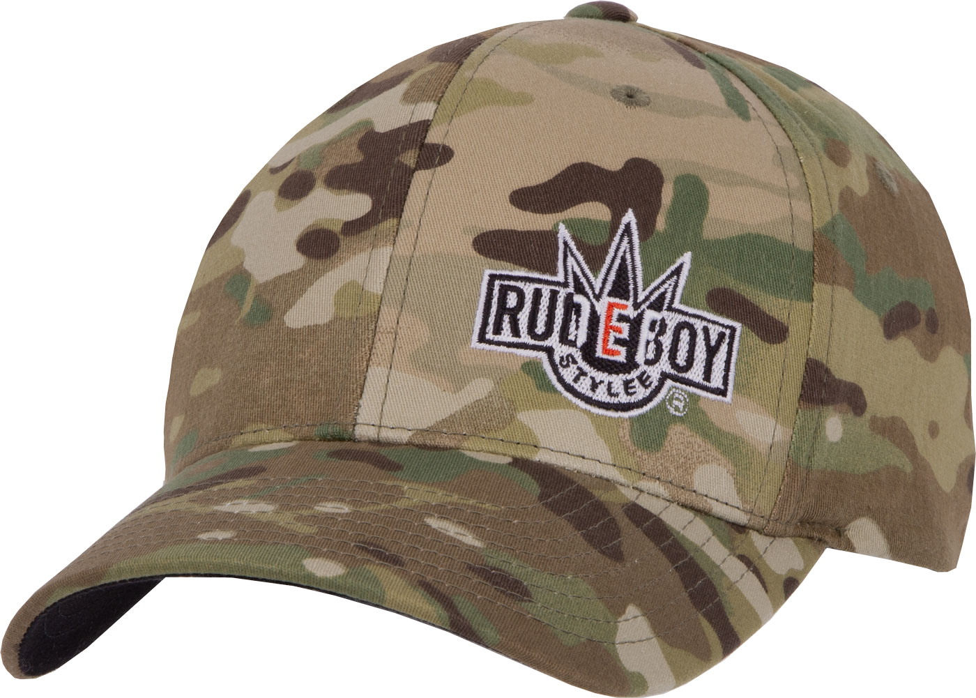 Bild von Baseball Cap Flexfit Multicam Olive mit Stick Rudeboy Stylee