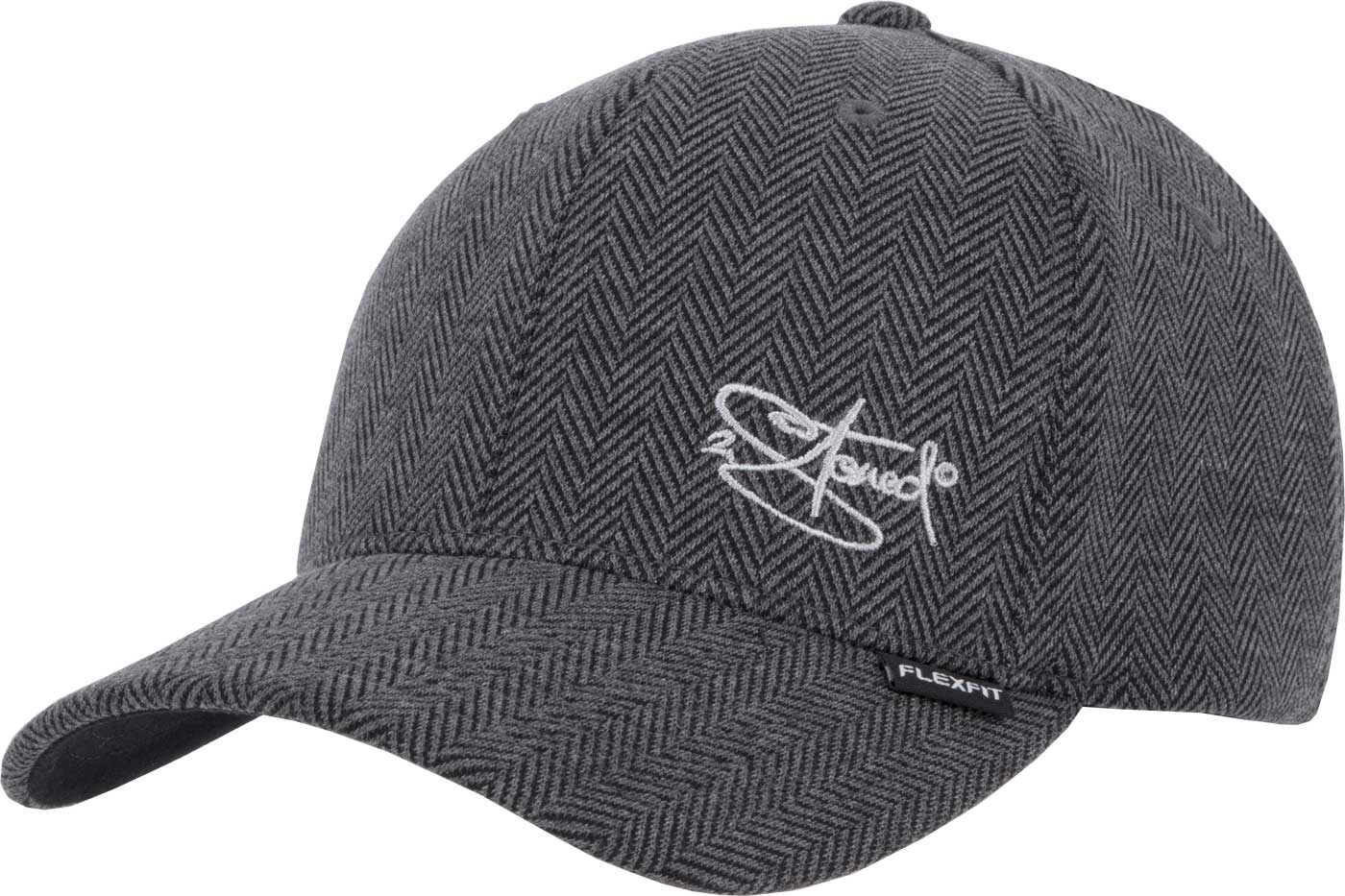 Bild von Baseball Cap 2Stoned Flexfit Herringbone Melange Black Heather Grey mit CLASSIC LOGO von 2stoned