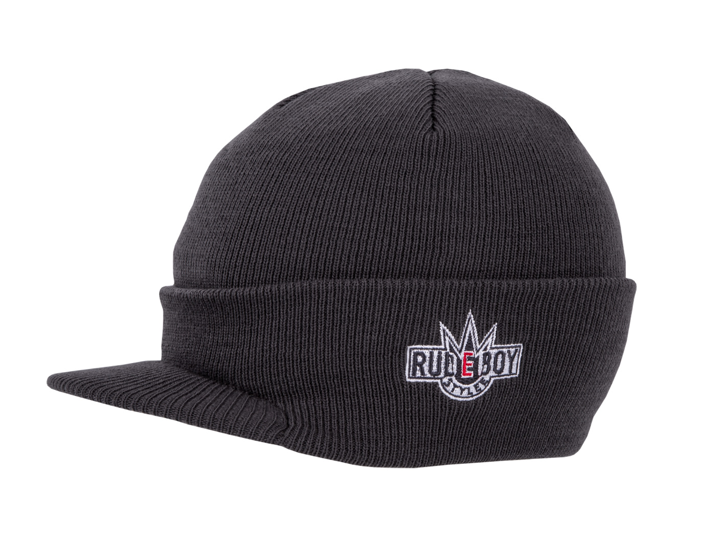 Bild von Original Rudeboy Visor Beanie Cap Deluxe in Dark Grey Solid Kindergröße