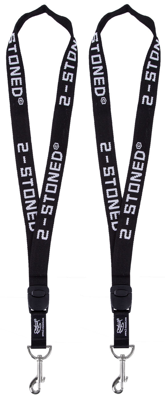 Bild von Schlüsselbänder 2 in 1 Schwarz von 2stoned 2,5cm Breit Doppelgewebt