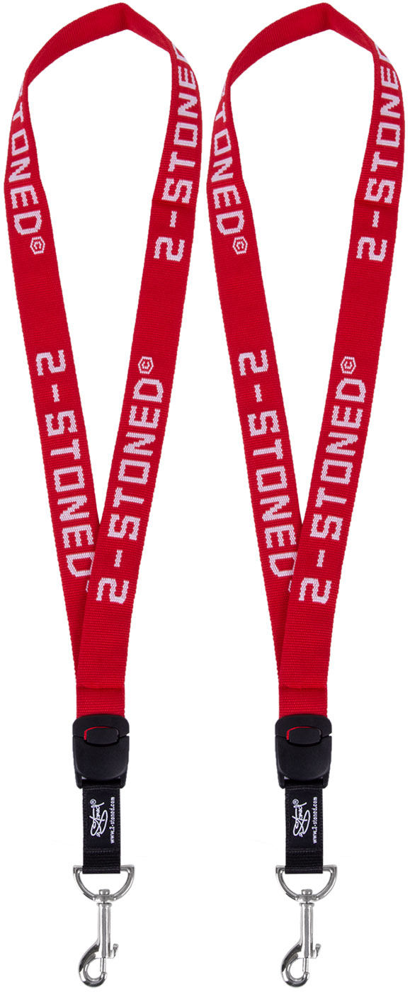 Bild von Schlüsselbänder 2 in 1 Rot von 2stoned 2,5cm Breit Doppelgewebt