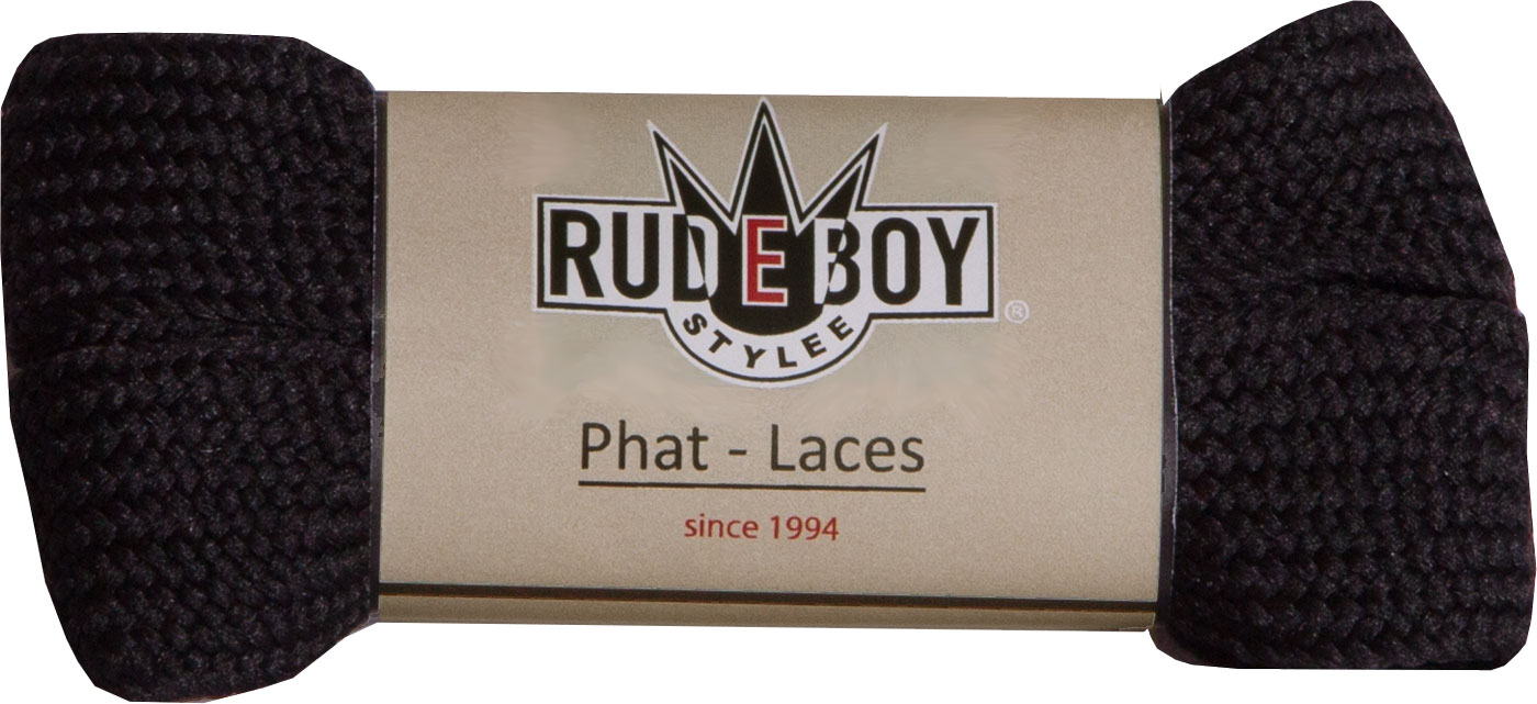 Bild von ca. 3 cm breite Schnürsenkel Fatlaces in Schwarz von Rudeboy-Stylee